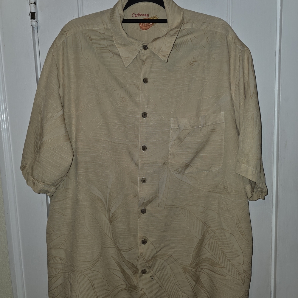 Caribbean Men's Beige Short Sleeve Shirt